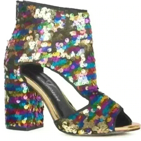 NWT ROXY BLOCKED HEEL BOOTS WITH FLIP SEQUINS BY LAUREN LORRAINE - Picture 2 of 5